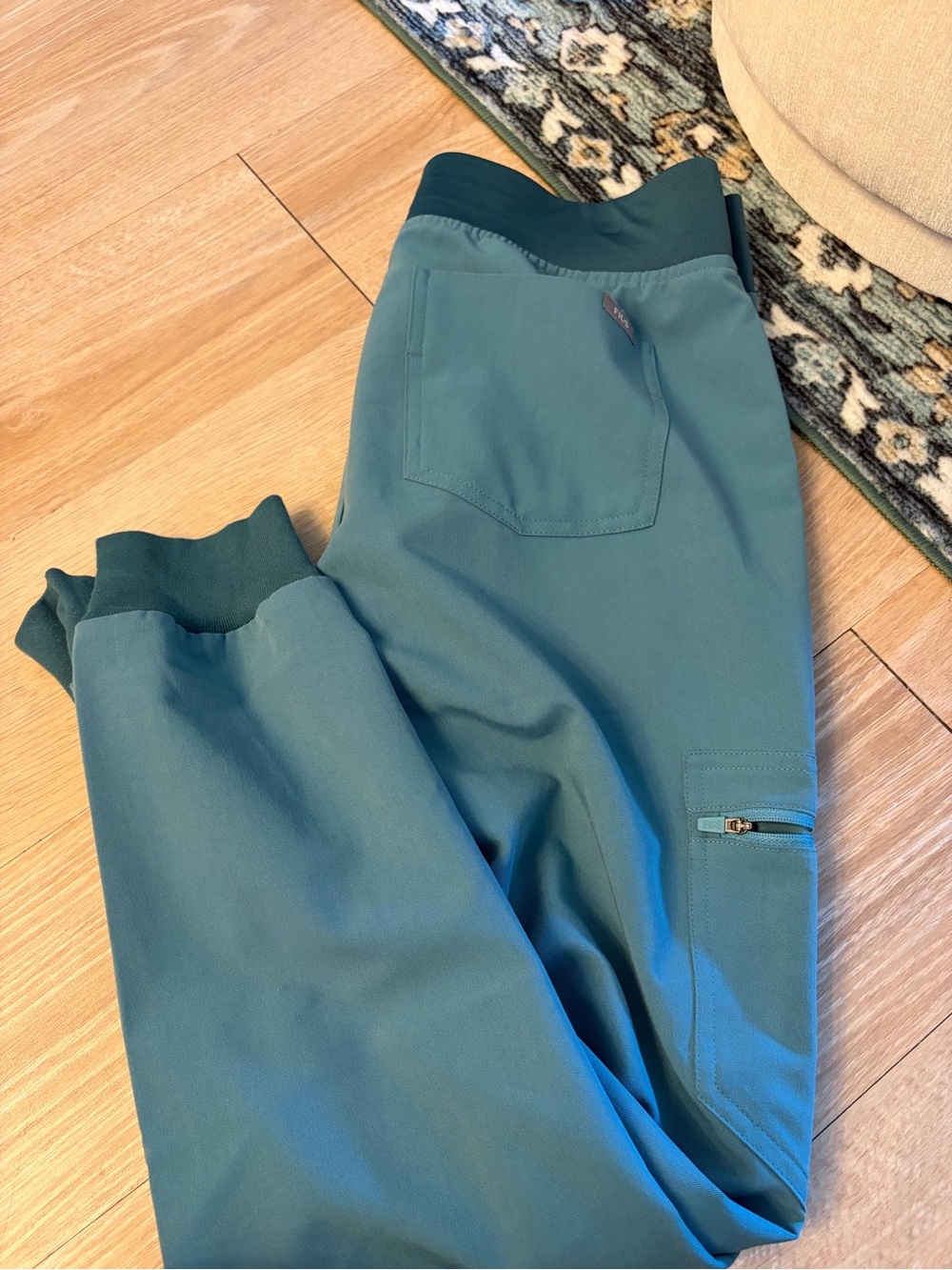 Figs Teal Track Pants with Dark Teal Waistband